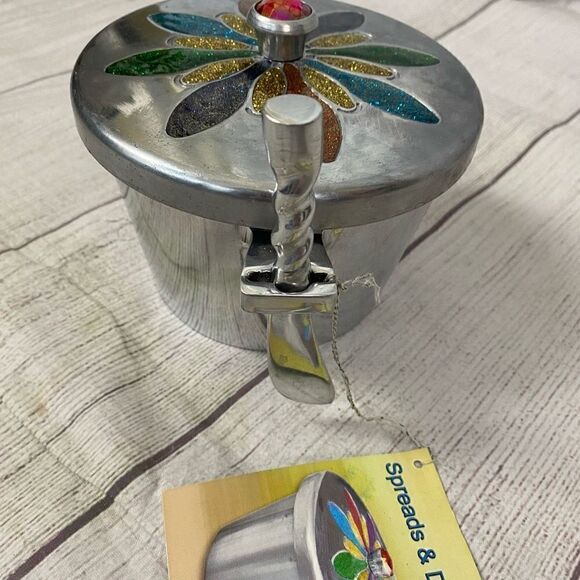 Spreads & dip aluminum server with colorful decorated lid brand new - Picture 3 of 8